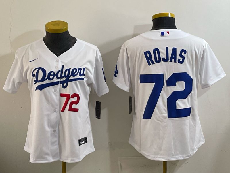 Women 2026 Nike Los Angeles Dodgers #72 Rojas White Game MLB Jersey 012